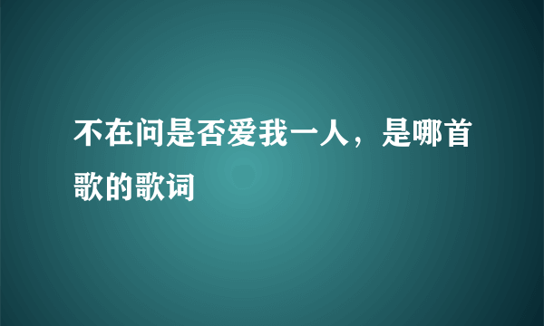 不在问是否爱我一人，是哪首歌的歌词