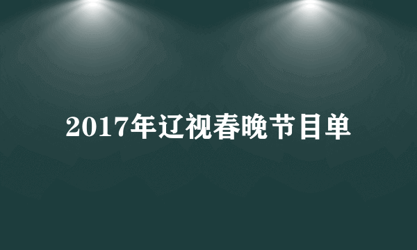 2017年辽视春晚节目单