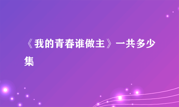 《我的青春谁做主》一共多少集