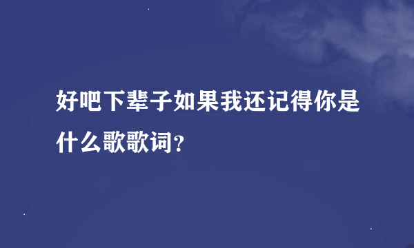 好吧下辈子如果我还记得你是什么歌歌词？