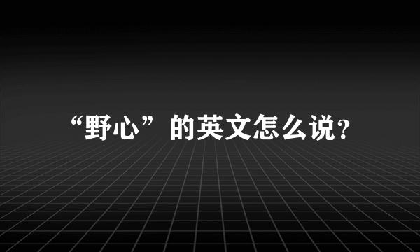 “野心”的英文怎么说？