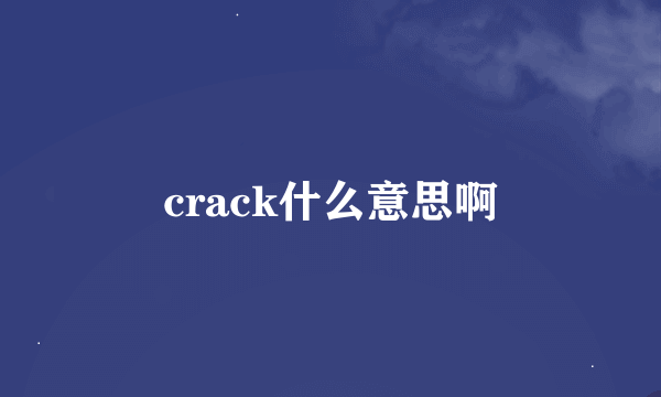 crack什么意思啊