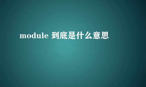 module 到底是什么意思