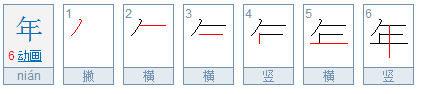 年这个字的笔顺是什么