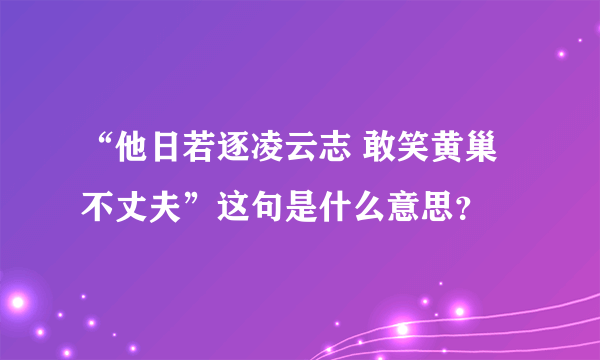 “他日若逐凌云志 敢笑黄巢不丈夫”这句是什么意思？