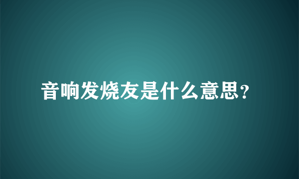 音响发烧友是什么意思？