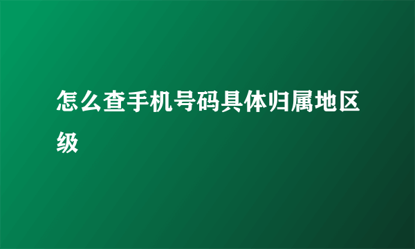 怎么查手机号码具体归属地区级