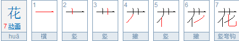 花笔顺笔画顺序