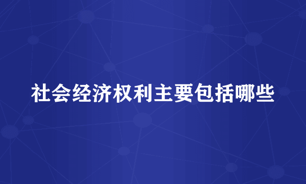 社会经济权利主要包括哪些