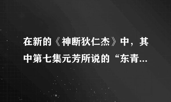 在新的《神断狄仁杰》中，其中第七集元芳所说的“东青之所”是什么意思？