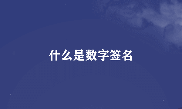 什么是数字签名