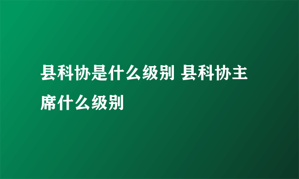 县科协是什么级别 县科协主席什么级别