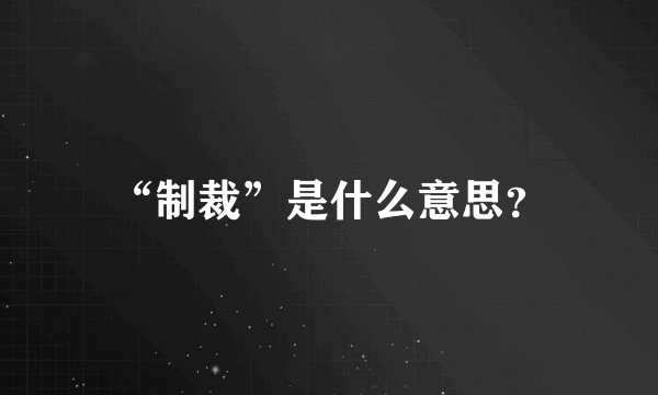 “制裁”是什么意思？