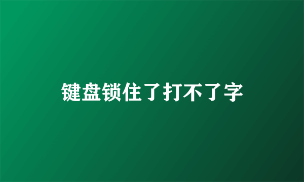 键盘锁住了打不了字