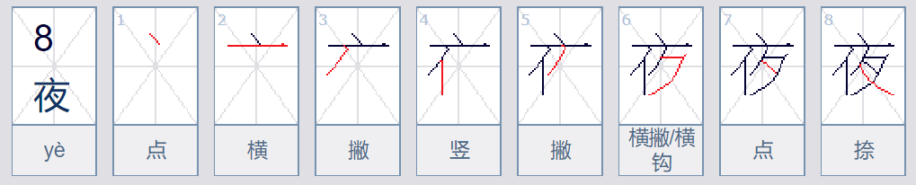 夜字的笔画笔顺是怎样的