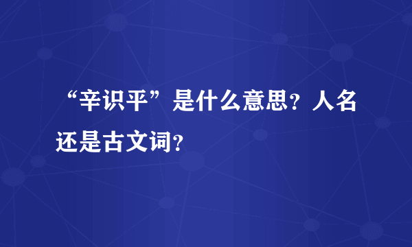 “辛识平”是什么意思？人名还是古文词？