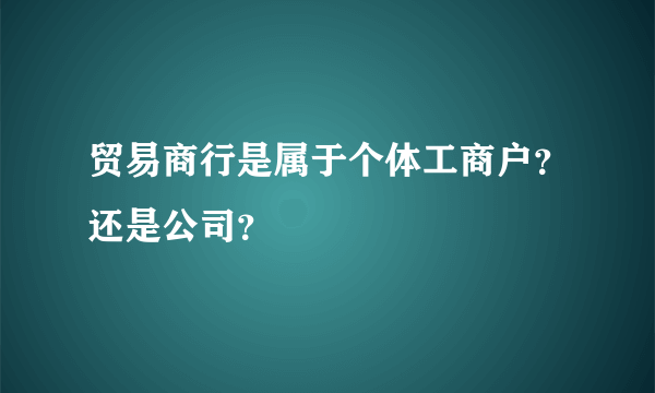 贸易商行是属于个体工商户？还是公司？