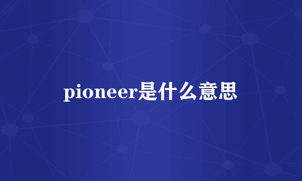 pioneer是什么意思