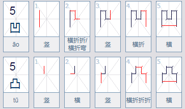 凹凸的笔顺？