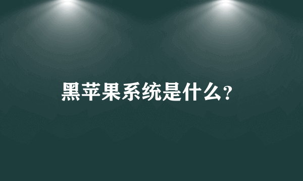 黑苹果系统是什么？