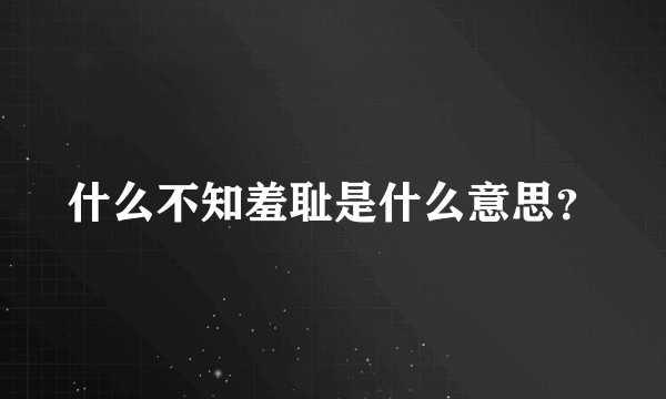 什么不知羞耻是什么意思？