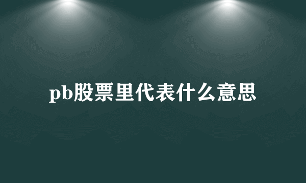 pb股票里代表什么意思