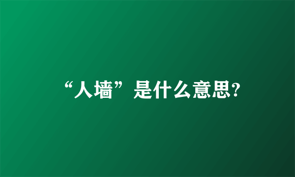 “人墙”是什么意思?