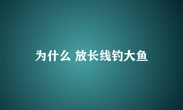 为什么 放长线钓大鱼