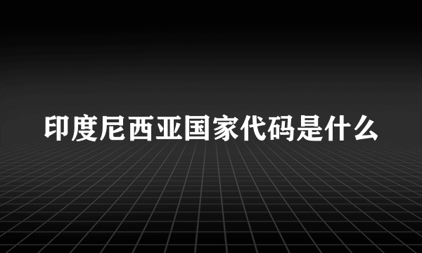 印度尼西亚国家代码是什么