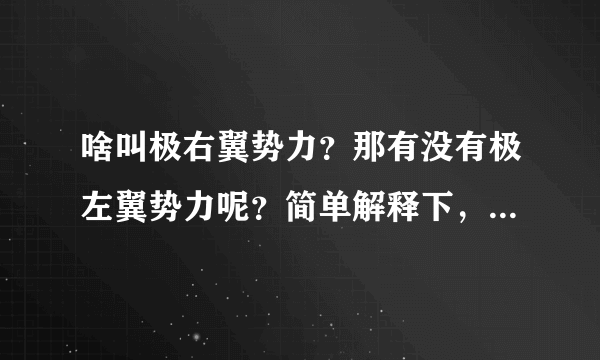 啥叫极右翼势力？那有没有极左翼势力呢？简单解释下，理科生，说多了也不懂