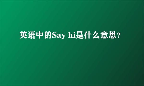 英语中的Say hi是什么意思？