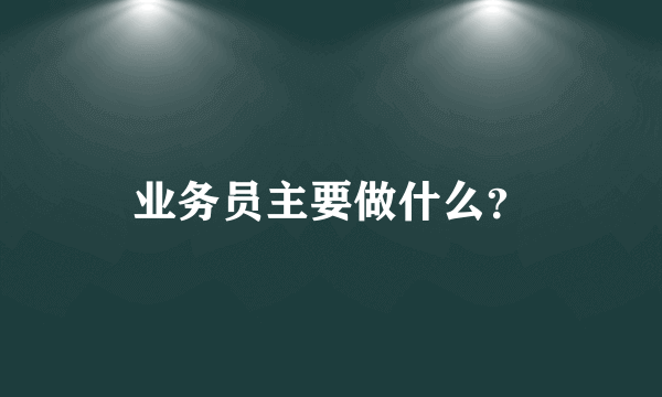 业务员主要做什么？