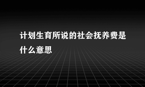 计划生育所说的社会抚养费是什么意思