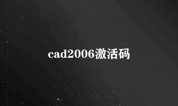 cad2006激活码