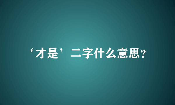 ‘才是’二字什么意思？