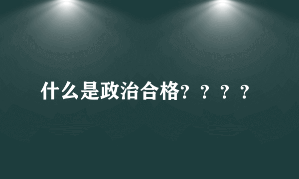 什么是政治合格？？？？