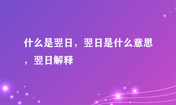 什么是翌日，翌日是什么意思，翌日解释