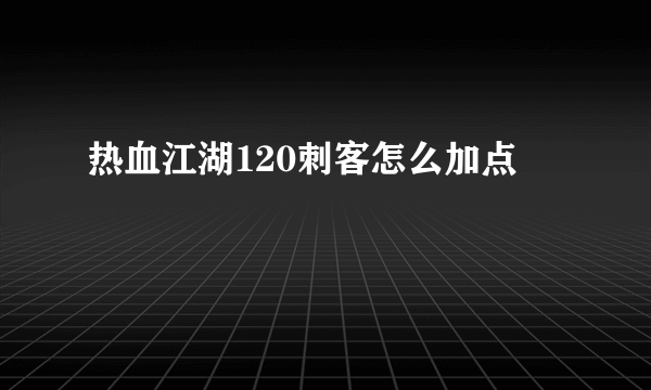 热血江湖120刺客怎么加点