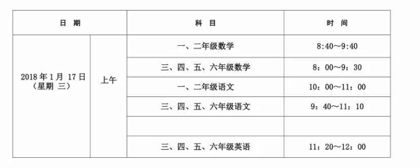 2022年期末考试时间