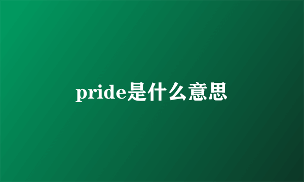 pride是什么意思