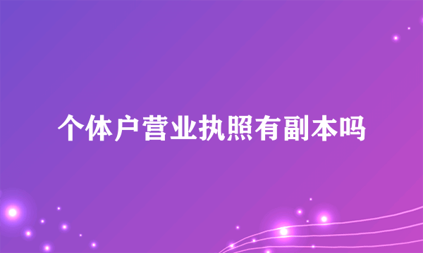 个体户营业执照有副本吗