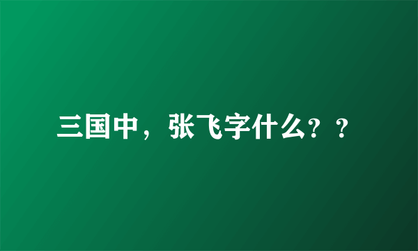 三国中，张飞字什么？？