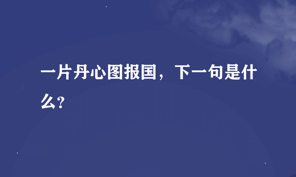 一片丹心图报国，下一句是什么？