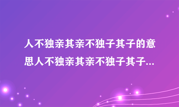 人不独亲其亲不独子其子的意思人不独亲其亲不独子其子的意思解析