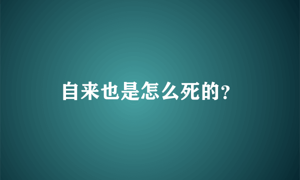 自来也是怎么死的？