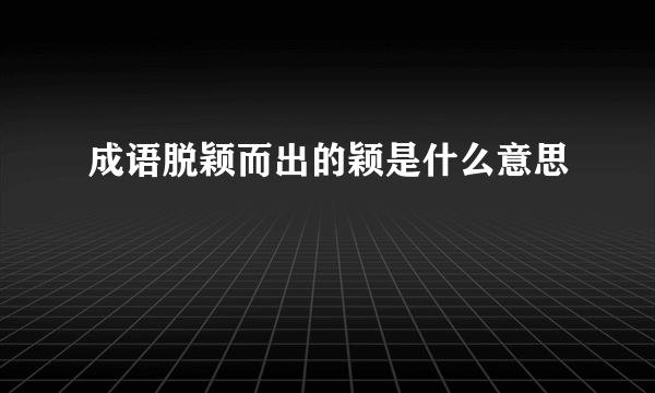 成语脱颖而出的颖是什么意思