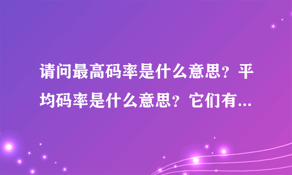 请问最高码率是什么意思？平均码率是什么意思？它们有什么关系？