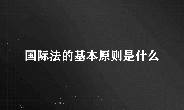 国际法的基本原则是什么