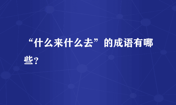 “什么来什么去”的成语有哪些？