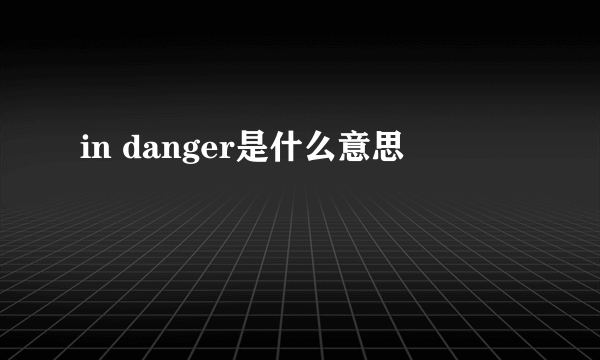 in danger是什么意思